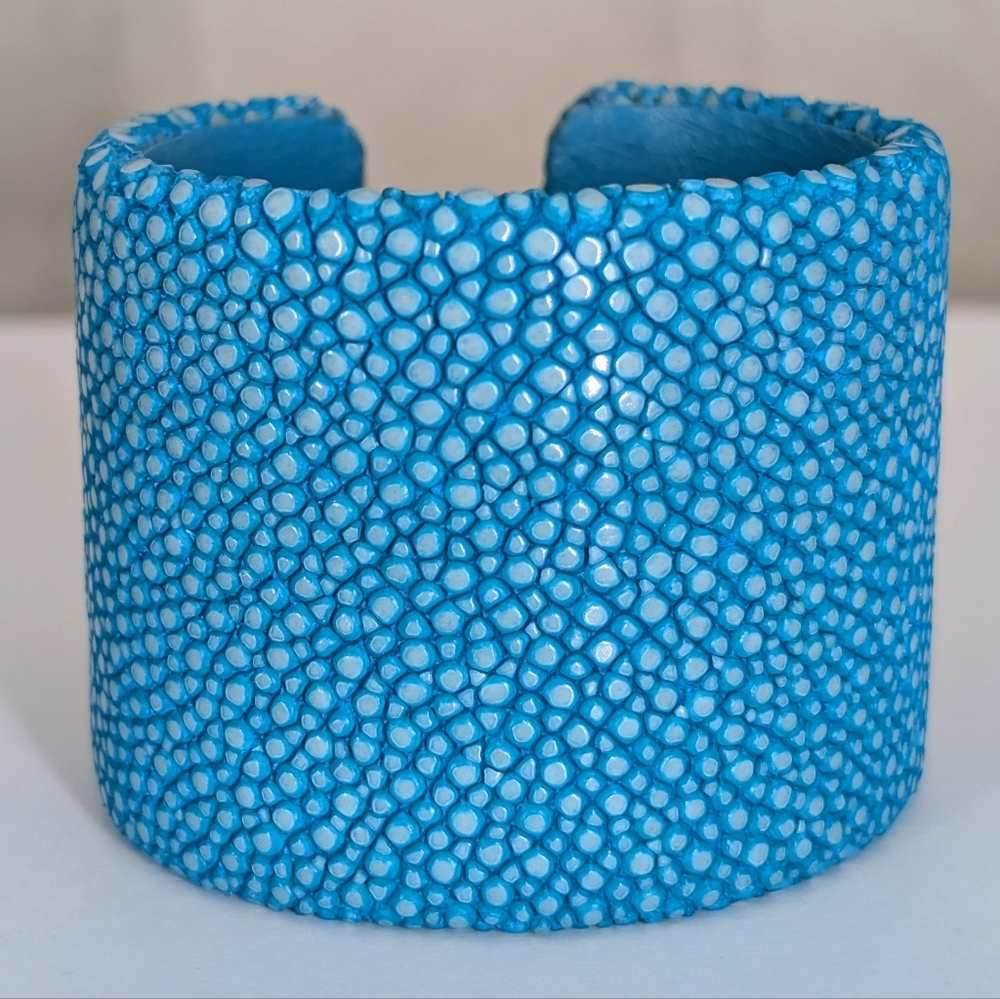 Andrea Montgomery 50mm 2" Blue Stingray Leather Cuff Bracelet